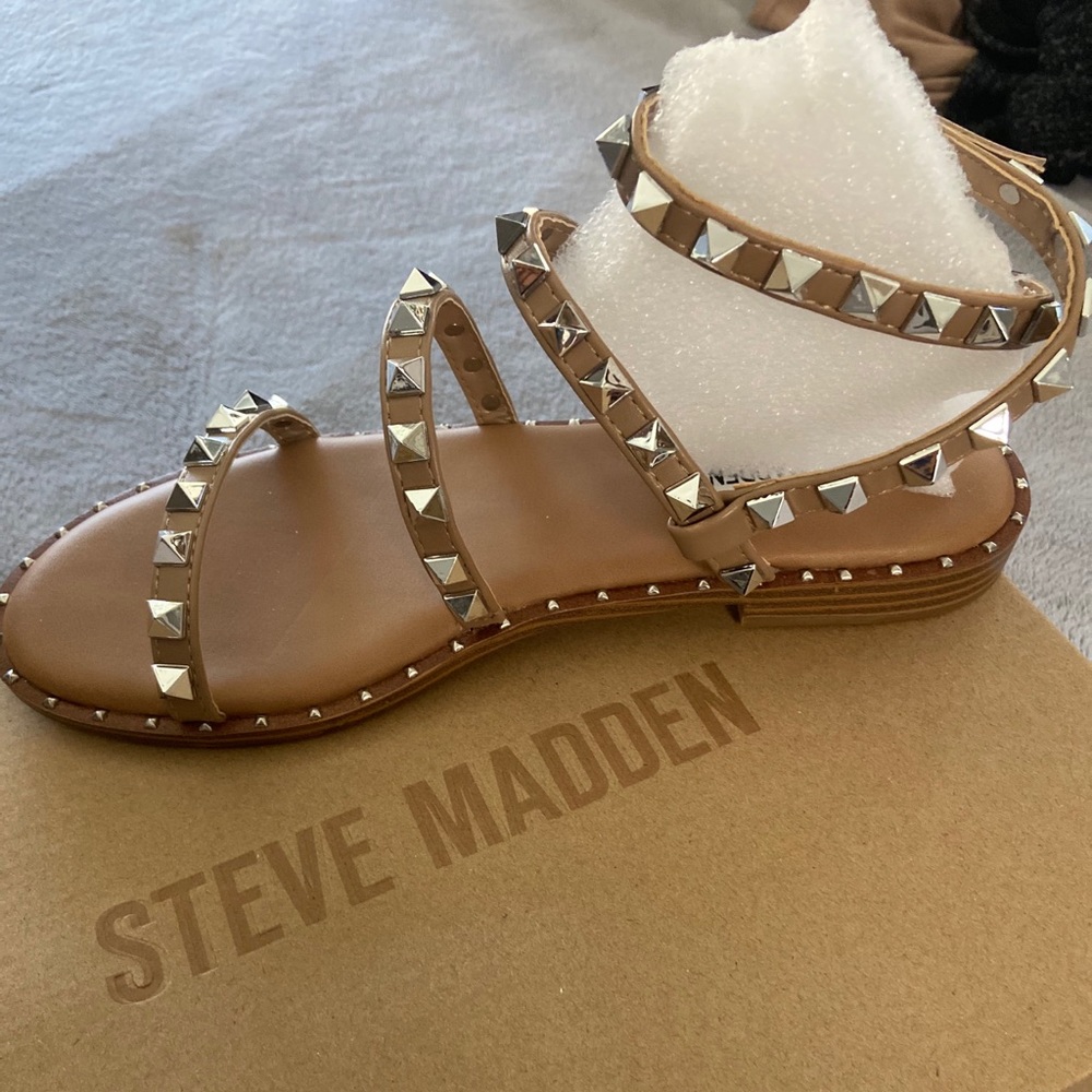 Studded tan sandals